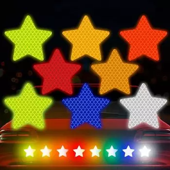 10 шт. светоотражающие наклейки на бампер автомобиля, светоотражающая наклейка в виде звезды автомобиля, светоотражающая предупреждающая лента безопасности красный