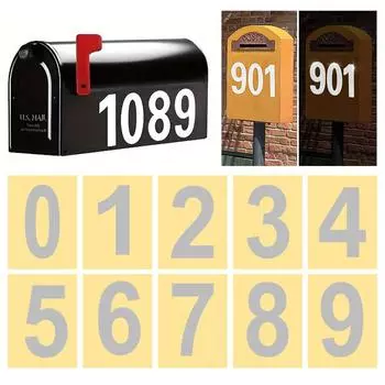 10 шт. светоотражающие наклейки с номерами почтовых ящиков для знаков, дверей, домашнего адреса, декора сада 75x48mm