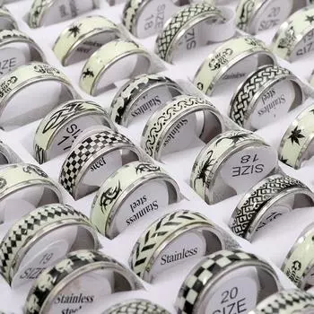 10 шт., светящееся кольцо из нержавеющей стали для мужчин и женщин, кольцо из смешанной титановой стали