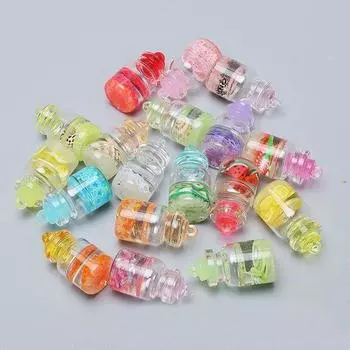 10 шт. светящиеся мини-бутылки с фруктами, миниатюры, светящиеся в темноте украшения, сделай сам, украшение для сказочного сада, мох, террариум, микропейзаж 1.5x2.8cm разноцветный