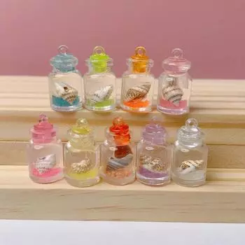 10 шт. светящиеся мини-бутылки с песком, миниатюры, светящиеся в темноте, мини-фигурки «сделай сам», сказочный сад, кукольный домик, террариум с мхом, микропейзаж 1.2x2.5cm разноцветный