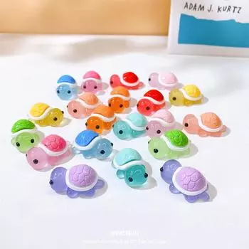 10 шт., светящиеся мини-черепахи с героями мультфильмов, миниатюры животных, украшения из смолы, сказочное украшение для сада, микропейзаж 2.8x1.7x1.3cm разноцветный