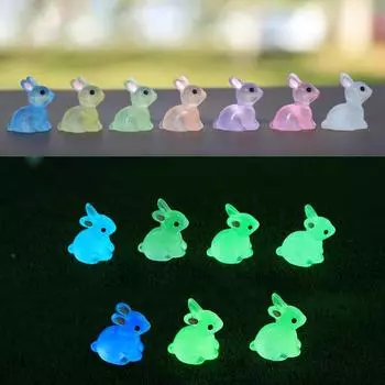 10 шт. светящийся кролик красочный светящийся в темноте миниатюрный DIY украшение из смолы ремесло милый полимерный кролик статуя модель чехол для телефона декор небольшой подарок