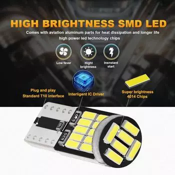 10 шт. T10 W5W Led 168 194 Чисто-белая сигнальная лампа Canbus 4014 26SMD для салона автомобиля Карта Потолочные светильники Парковочные габаритные огни 6000K