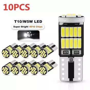 10 шт. T10 W5W Led 168 194 Чисто-белая сигнальная лампа Canbus 4014 26SMD для салона автомобиля Карта Потолочные светильники Парковочные габаритные огни 6000K