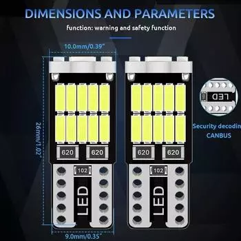 10 шт. T10 W5W светодиодные лампы 4014 26SMD Canbus 168 194 сигнальная лампа белая для салона автомобиля парковочная карта плафон освещения 6000K белый