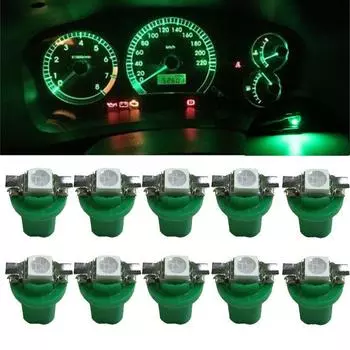 10 шт. T5 B8.5D 5050 1 SMD светодиодные универсальные приборные панели для приборов, лампочки зеленые пластиковые детали интерьера, автомобильные аксессуары зелёный