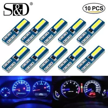 10 шт. T5 светодиодная лампа W3W W1.2W светодиодная лампа Canbus для освещения салона автомобиля приборная панель индикатор потепления клин авто приборная лампа 7020 SMD белый синий красный желтый зеленый красный