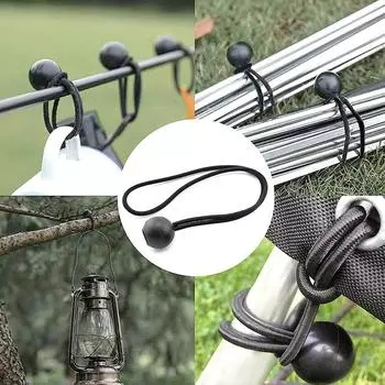 10 шт. тентов для банджи-мячей, брезентовых брезентовых флагштоков, завязок для шнуров, эластичных шнурков, фиксированных шестов для лодок, аксессуаров для кемпинговой палатки 15cm*3.5mm чёрный