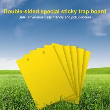 10 шт., термостойкая липкая доска для мух, многоразовая полипропиленовая высокая липкость, толстая липкая ловушка для вредителей для сада S жёлтый
