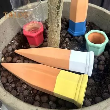 10 шт. терракотовых колышков для полива, многоразовые самополивные колышки для винных бутылок, глиняные садовые поилки для горшечных растений разноцветный