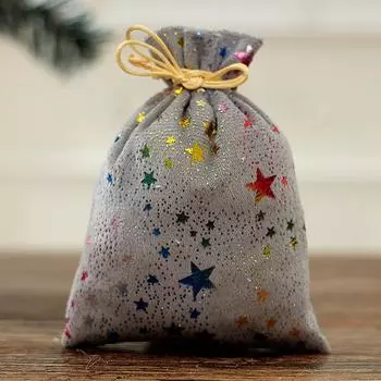 10 шт. тканевых мешочков для конфет со сверкающими звездами для праздничных подарков зелёный
