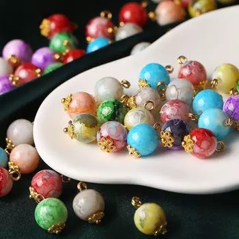 10 шт. традиционных китайских пуговиц 10 мм, цветные стеклянные пуговицы с ножкой, аксессуары для женской одежды 10mm белый