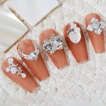 10 шт., трехмерный сплав для нейл-арта, блестящий, непадающий, сверкающий, своими руками, мини-украшение для нейл-арта, серебряный бант, украшение для маникюрного салона H