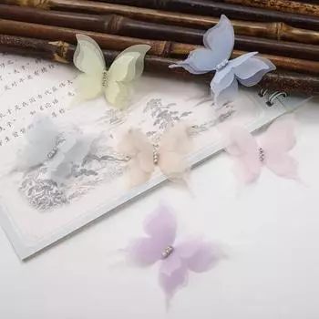 10 шт. трехслойные алмазные трехмерные шифоновые наклейки-бабочки для одежды, аксессуары для волос, аксессуары для одежды белый