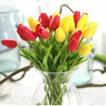 10 шт. тюльпанов искусственные цветы ПЭ пена шелк сенсорный цветочный букет тюльпаны искусственный цветок для свадьбы дома вечеринка садовое украшение белый
