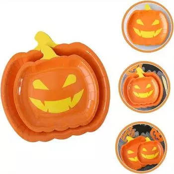 10 шт. Тыквенная тарелка для вечеринки на Хэллоуин (7 дюймов и 9 дюймов опционально) Одноразовая тыквенная посуда тарелка на День благодарения форма для торта кухонные принадлежности 7 inches
