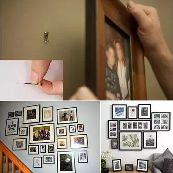 10 шт. удобные износостойкие компактные настенные крючки рамка для фото с гвоздями для комнаты A серебряный