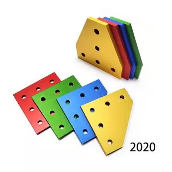 10 шт. угловой кронштейн, поверхность пластины анодного окисления, внешняя соединительная пластина с 5 отверстиями для алюминиевого профиля 20 серии, рамка 3D-принтера 20S T Red 10PCS