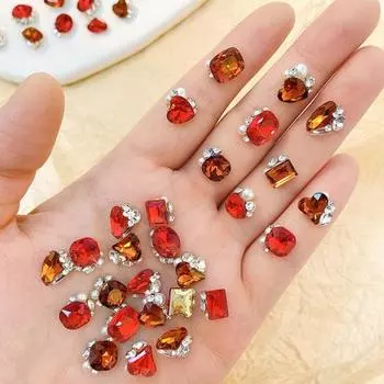 10 шт., украшение для дизайна ногтей, сделай сам, кристалл, 3D сердце/квадратные искусственные стразы, очаровательные украшения для ногтей, телефон G