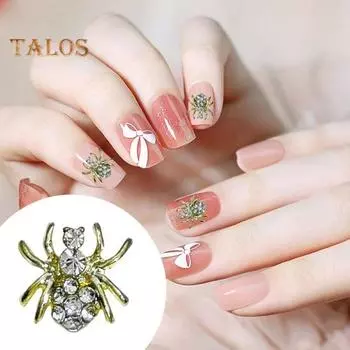 10 шт., украшение для ногтей, стразы, 3D лук, паук, череп, искусственный кристалл на металлических подвесках, креативные ювелирные украшения «сделай сам», аксессуары для чехла для телефона C