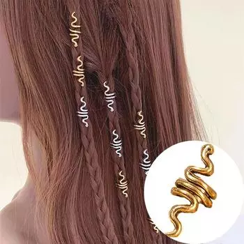 10 шт., украшение для волос в виде змеи из сплава, кольца для волос, заколки для волос, дреды, плетение, металлические украшения