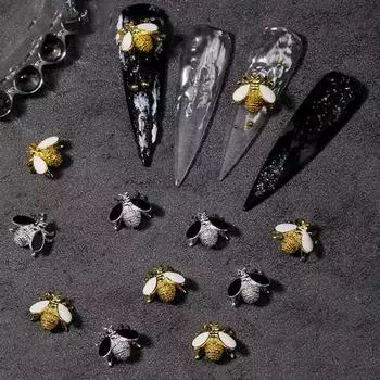 10 шт., украшение в виде пчелы для ногтей, трехмерное украшение «сделай сам», легкий, изысканное, серебряное, золотое, для женщин и девочек, товары для красоты золотистый