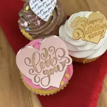 10 шт. украшений для кексов на День святого Валентина, светоотражающие фигурки для торта, гравированные зеркальные знаки для торта в форме сердца, для свадебной годовщины, помолвки, вечеринки, принадлежностей