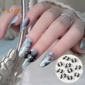 10 шт. украшения для дизайна ногтей сердце со стразами декоративные гладкие шикарные многоразовые чехлы для телефонов маникюрные декорации аксессуары для дизайна ногтей чёрный