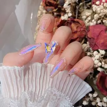 10 шт. Украшения для ногтей, сверкающая поверхность, красивый блестящий визуальный эффект, широкое применение, искусственные кристаллы, роскошные бабочки, 3D-декор для ногтей, дизайн маникюра светло-розовый