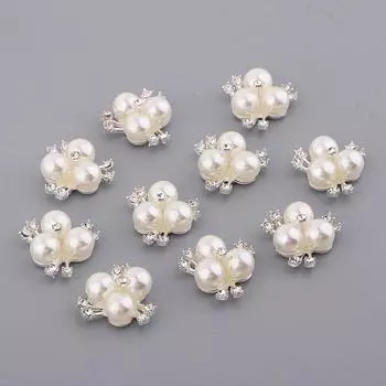 10 шт., украшения из сплава, цветов, жемчуга и стразов, аксессуары «сделай сам», розовое золото Rose Golden