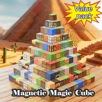 100 шт. Улучшенные магнитные строительные блоки World Cube Магниты World Kids 3 + DIY Модель Kids Dry Лучшая сенсорная игрушка Монтессори в подарок разноцветный