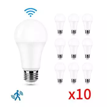 10 шт. умный датчик движения E27 светодиодная лампа 189-265 В микроволновый радарный датчик Lampada светодиодные лампы с датчиком движения свет AC189-265V&Cold White&6W