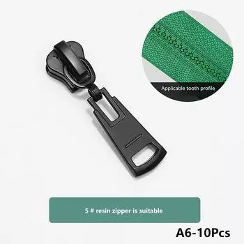 10 шт., универсальная черная металлическая застежка-молния для ремонта, скользящие зубцы, головка молнии, инструмент для портного as the picture