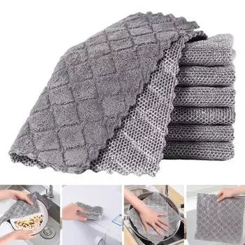 10 шт., универсальная тряпка для мытья посуды, многоразовая салфетка для сухой и влажной уборки, двухсторонняя салфетка для чистки, инструмент для удаления масляных пятен L