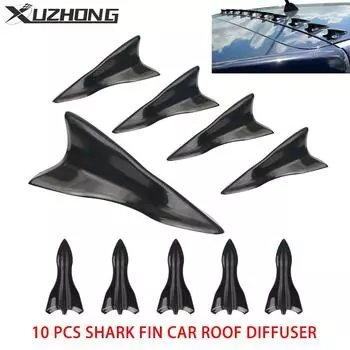 10 шт. Универсальный комплект спойлеров для задней крыши с акульими плавниками, спойлер на крышу автомобиля, спойлер на бампер, диффузор с акульими плавниками, генератор вихрей чёрный