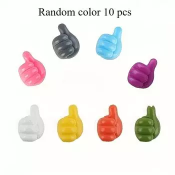 10 шт. Универсальный органайзер для кабелей на приборную панель автомобиля, разноцветные крючки в виде большого пальца вверх, многофункциональные самоклеящиеся зажимы для кабелей 10pcs