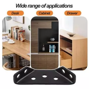 10 шт. универсальный угловой соединитель для мебели из медного сплава, нержавеющий, устойчивый к коррозии полка, корпусная мебель, треугольные опорные угловые кронштейны чёрный