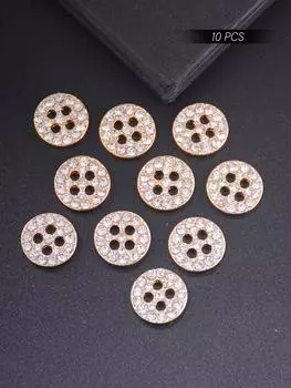 10 шт./упак. 11 мм милые нежные блестящие стразы 4 отверстия плоские задние пуговицы для пальто костюмы свитера платья манжеты швейные аксессуары своими руками 11mm золотой