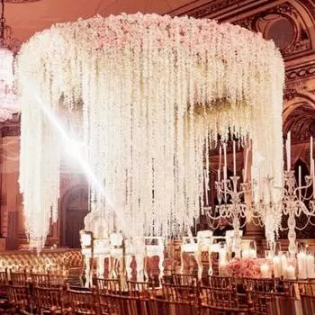 10 шт./упак. 90 см искусственная гирлянда из шелка сакуры искусственная вишня цветущая лоза для вечеринки свадьбы потолка домашнего декора белый