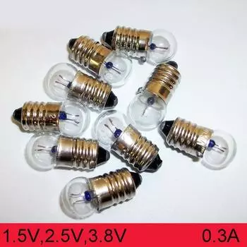 10 шт./упак. миниатюрные круглые винты для физических экспериментов, маленькие лампочки 1,5 В, 2,5 В, 3,8 В, 0,3 А