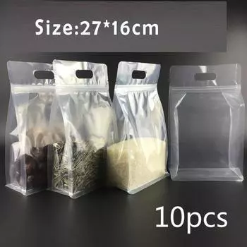 10 шт./упак. ПЭ пакет Упаковка Пакет с застежкой-молнией Прозрачный Для хранения риса и бобов Пакеты с застежкой-молнией Полиэтиленовая пленка Пластиковые пакеты Размер:27*16 см