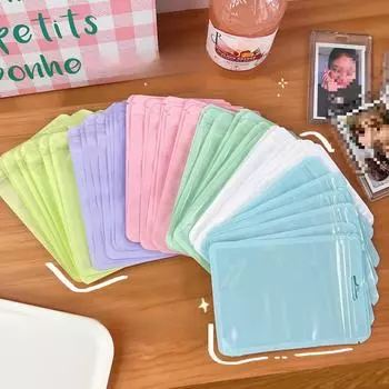 10 шт./упак. сумка для хранения фотокарточек, цветная прозрачная сумка с застежкой-молнией, подарочная упаковка, герметичный чехол для карточек с наклейками