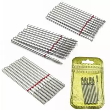 10 шт./упак. сверло для ногтей, полировщик, алмазные фрезы для ногтей, вращающиеся насадки для электрического маникюрного аппарата, фрезы, фрезы для ногтей FA23