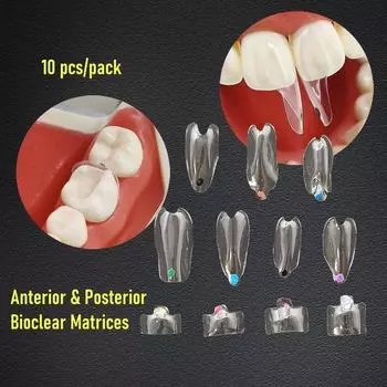 10 шт./упаковка стоматологическая прозрачная матрица передняя PosteriorFit Bioclear BT прозрачные матрицы зубы моляр дуга класс реставрация черный треугольник 1 pack 4.5mm