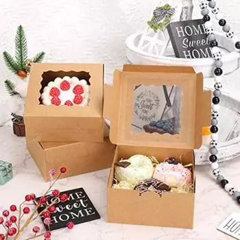 10 шт., упаковочная коробка для выпечки из крафт-бумаги, дизайн с фронтальной загрузкой, полезный фестиваль, вечеринка, мусс, торт, печенье, десерт S коричневый