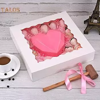 10 шт., упаковочная коробка для выпечки, маслостойкая, прозрачная, полезная, для семейного сбора, вечеринки, упаковки для торта, пирога, праздничные аксессуары S коричневый