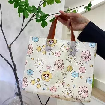 10 шт. Упаковочная сумка для покупок, сумка для упаковки одежды, сумка для хранения, симпатичная сумка для магазина одежды, подарочная сумка с рисунком из мультфильма, ПЭ 28x28 см 28x28x8cm