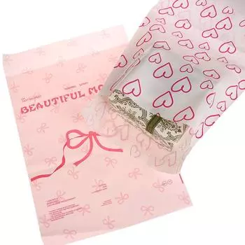 10 шт. Упаковочные пакеты с бантом и сердечком, водонепроницаемые логистические пакеты для одежды, почтовый пакет, индивидуальный пластиковый почтовый пакет as the picture