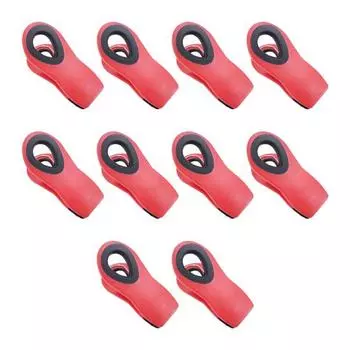 10 шт. уплотнительные зажимы, магнитный дизайн, прочная ручка с подвесным отверстием, решение для хранения свежести продуктов, влагостойкий зажим красный